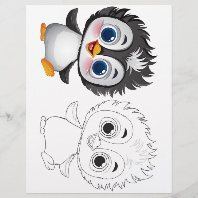 Flyer Página de coloração de pinguins adorável (Frente)
