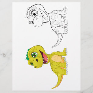 Flyer Página de coloração do dragão de desenhos animados
