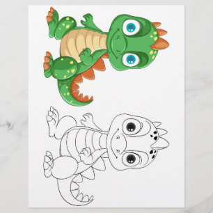 Flyer Página de coloração do dragão de desenhos animados