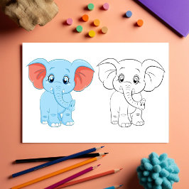 Flyer Página de coloração do elefante de desenho animado