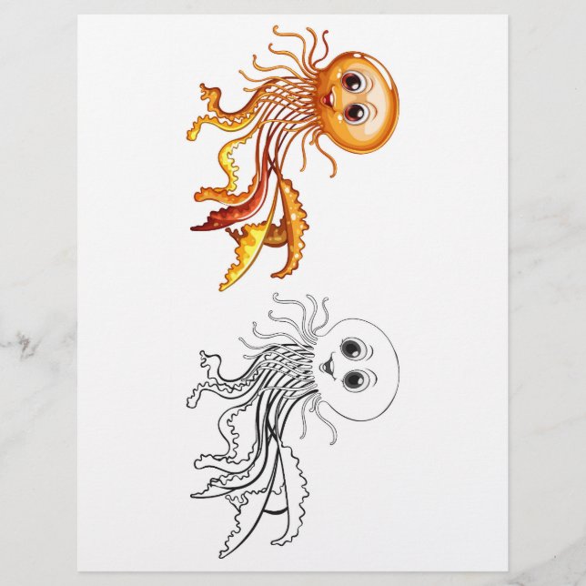 Flyer Página de coloração do polvo de desenho animado (Frente)
