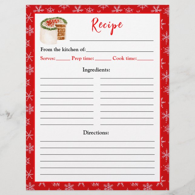 Flyer Página de Receita de Bolo de Natal de Confeitaria  (Frente)