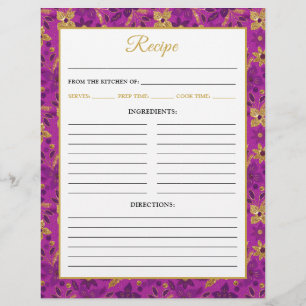 Flyer Página de Receitas de Flores de Poinsettia Roxo e 