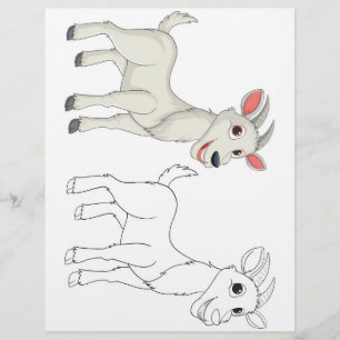 Flyer Página para colorir cabra fofa