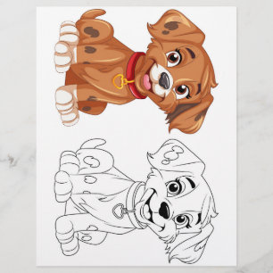 Flyer Página para colorir cachorro desenho animado fofo