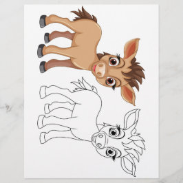 Flyer Página para colorir de cavalo de desenho animado f