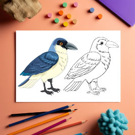 Flyer Página para colorir de pássaro de desenho animado 