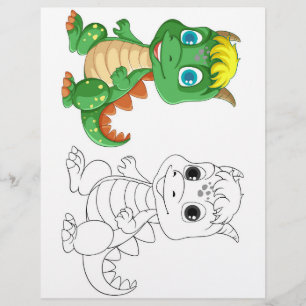Flyer Página para colorir dinossauro de desenho animado