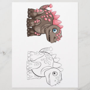 Flyer Página para colorir dinossauro de desenho animado