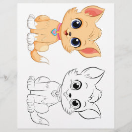 Flyer Página para colorir gato de desenho animado fofo