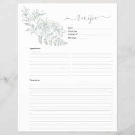 Flyer Página Receita Verde De Dois Lados Para Binder