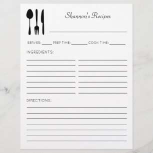Flyer Páginas de Receita Personalizadas de Utensílios 