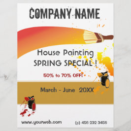 Flyer Paint Splatters Painter House Manutenção de Pintur