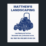 Flyer Paisagismo Remodelo Comercial Pequeno<br><div class="desc">Ajude-me a falar sobre o seu negócio de cortar relva ou paisagens com estes pequenos panfletos. Eles são perfeitos para colocar em caixas de correio ou para entregar em eventos comunitários. Apresenta um esquema de cores azul e branca, de aparência ousada e profissional, com a ilustração de um cortador comercial...</div>