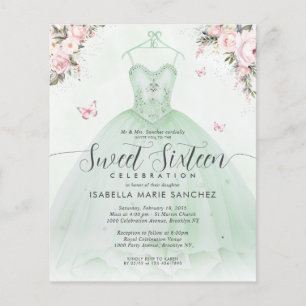 Flyer Palhaço Floral Cor-de-Rosa Verde Barato, Doce Deze