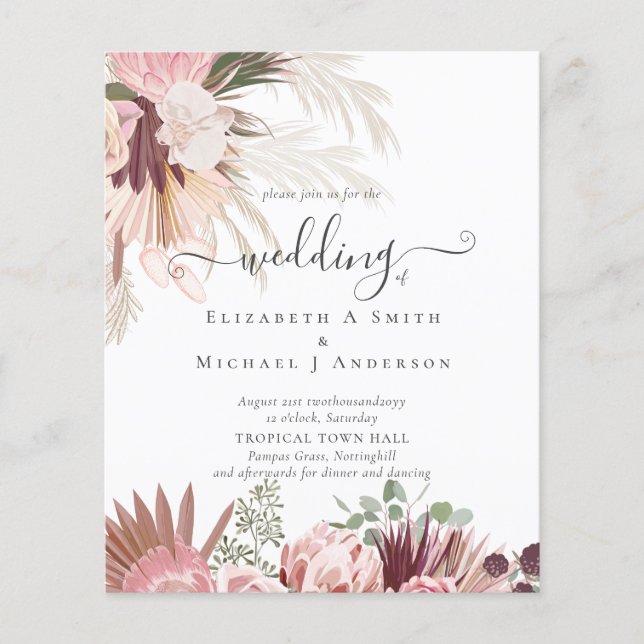 Flyer Pampas de Grass Tropicais de Vinho de Borgonha (Frente)