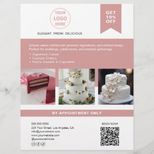 Flyer Panificação Bolo Logotipo Personalizado Branco Pan