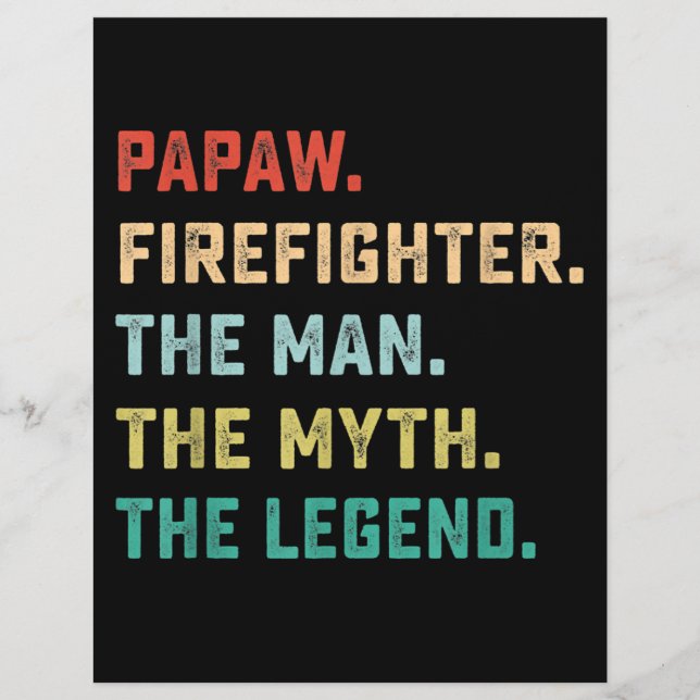 Flyer Papaw Bombeiro Homem Mito Legenda Papá Presente (Frente)