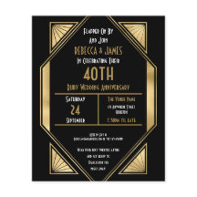 PAPEL | Art Deco Ruby 40.o Aniversário Convite