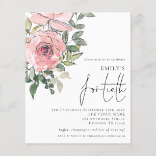 Flyer PAPEL Blush Pink Florals - Quarenta Convites de An
