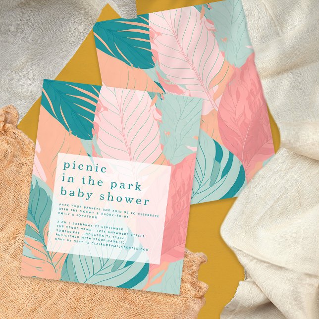 Flyer PAPEL | Boho Coral Teal Deixa Chá de fraldas (Criador carregado)