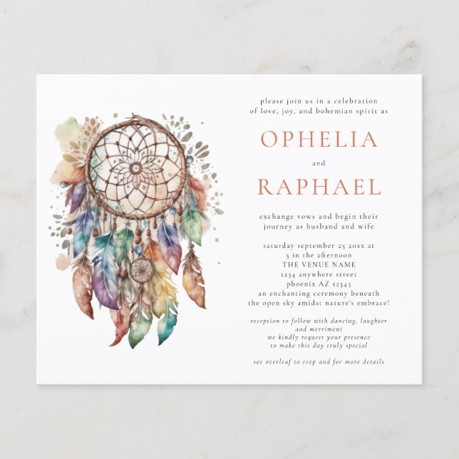 Flyer PAPEL Boho Dreamcatcher Wedding Terracotta (Frente)