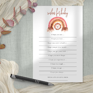 Flyer PAPEL Boho Rainbow Lion Deseja Chá de fraldas