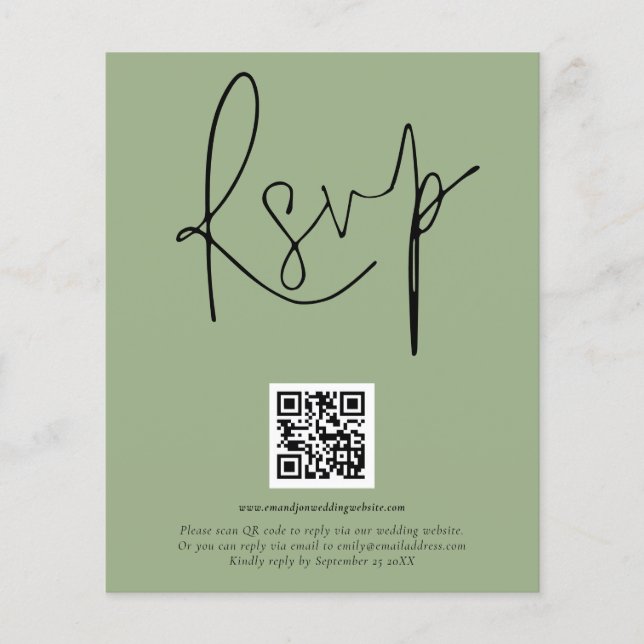 Flyer PAPEL | Código QR Casamento Sage RSVP (Frente)