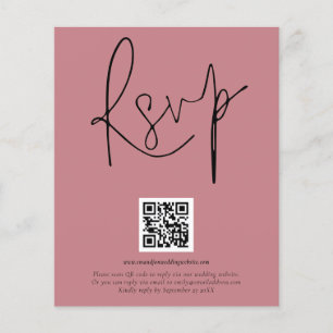 Flyer PAPEL Código QR Script Wedsty Rosa RSVP