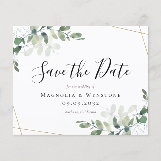 Flyer PAPEL Convite de casamento em aquarela de Eucalipt (Frente)