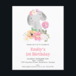 Flyer PAPEL | Convite para a primeira Festa de aniversár<br><div class="desc">PAPEL | Convite para a primeira Festa de aniversário de elefante doce</div>