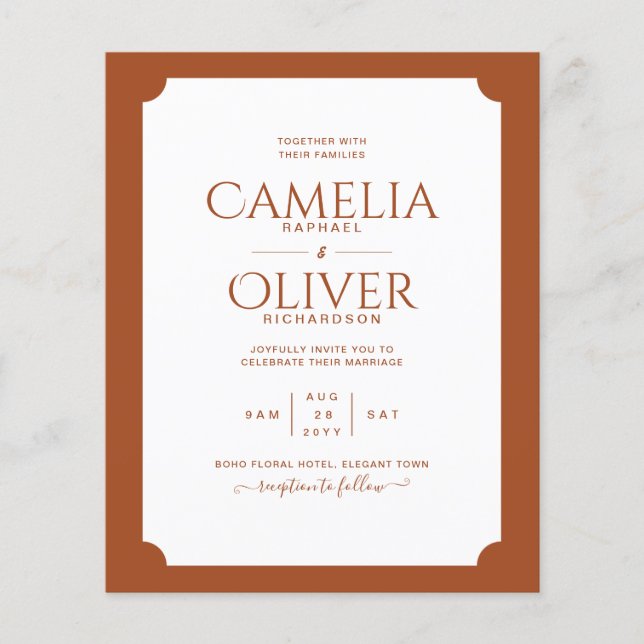 Flyer PAPEL DE CASAMENTO Terracotta MONOCHROME (Frente)