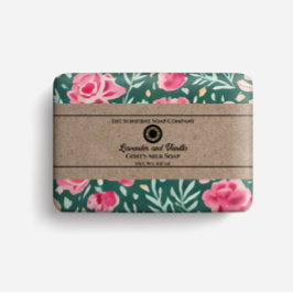 Flyer Papel de embalagem de sabão - floral rosa e verde