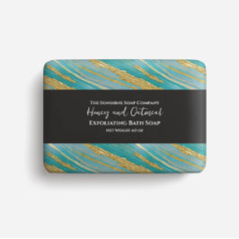 Flyer Papel de embalagem de sabão - turquesa e ouro fals