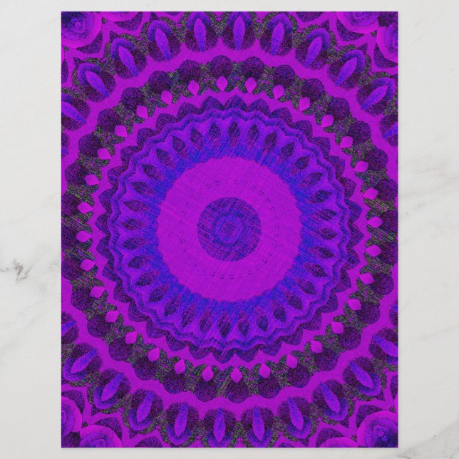 Flyer Papel de Scrapbook em Lote de Caleidoscópio Roxo (Frente)