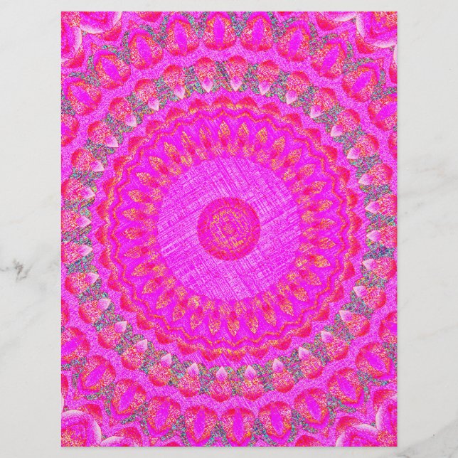Flyer Papel de Scrapbook em Volume Kaleidoscópio Rosa (Frente)