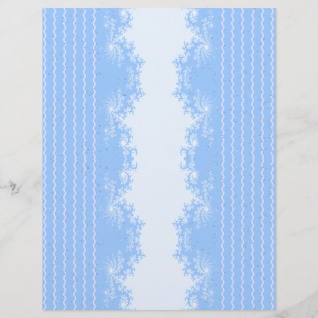 Flyer Papel de Scrapbook Natal Fractal Pastel Azul em Qu (Frente)