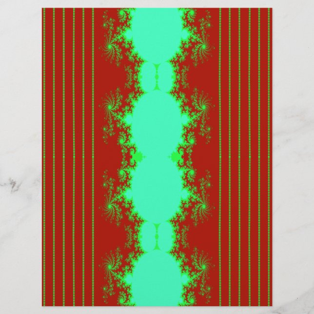 Flyer Papel de Scrapbook Natal Fractal Vermelho e Verde  (Frente)