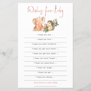 Flyer PAPEL   Desejos de elefante de porco para Chá de f