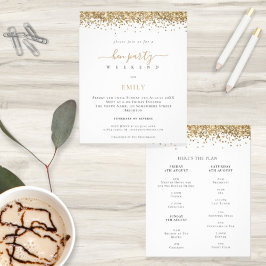 Flyer PAPEL | Dourada Glitter Hen Weekend Convite Itiner