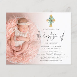 Flyer PAPEL | Eucalyptus Cross Photo Baptism Invite