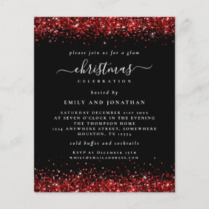 Flyer PAPEL Festa de Natal com brilho vermelho Convite