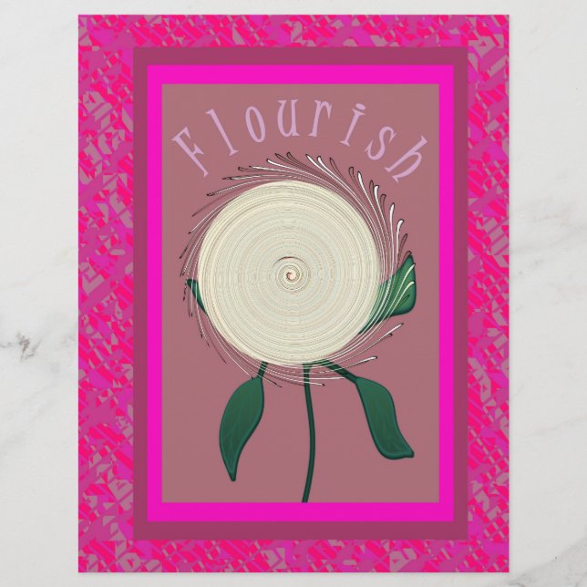 Flyer Papel Florido Rosa em Quantidade para Scrapbook (Frente)
