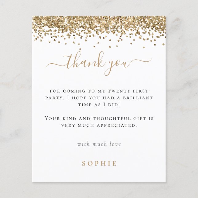 Flyer PAPEL | Foto com Brilho Dourado Festa de 21 Anos O (Frente)