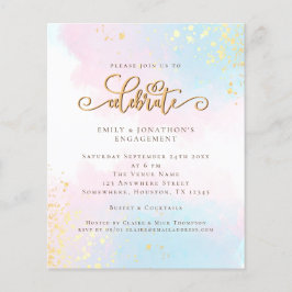 Flyer PAPEL | Noivado de Script Cor Azul-Rosa