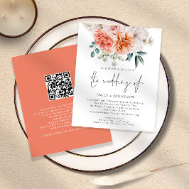 Flyer PAPEL Pêonias Floral Convite de casamento de Códig