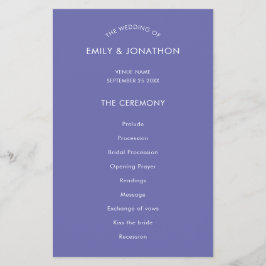 Flyer PAPEL | Programa de Casamento Azul Texto Simples