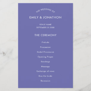 Flyer PAPEL Programa de Casamento Azul Texto Simples