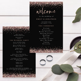 Flyer PAPEL | Programa de Casamento Preto com Brilho Dou