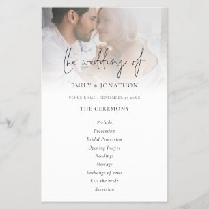 Flyer PAPEL   Programa de Casamento Preto com Foto Scrip